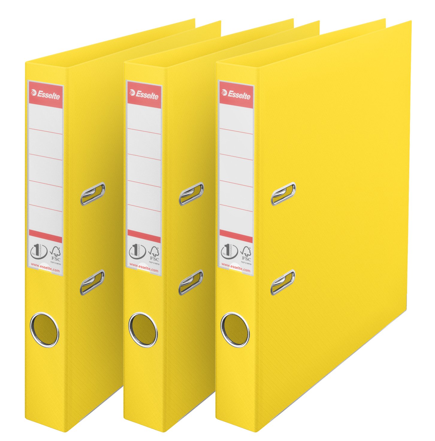 Esselte N°1 Set of 3 Power Lever Arch Files 50 mm Spine Yellow