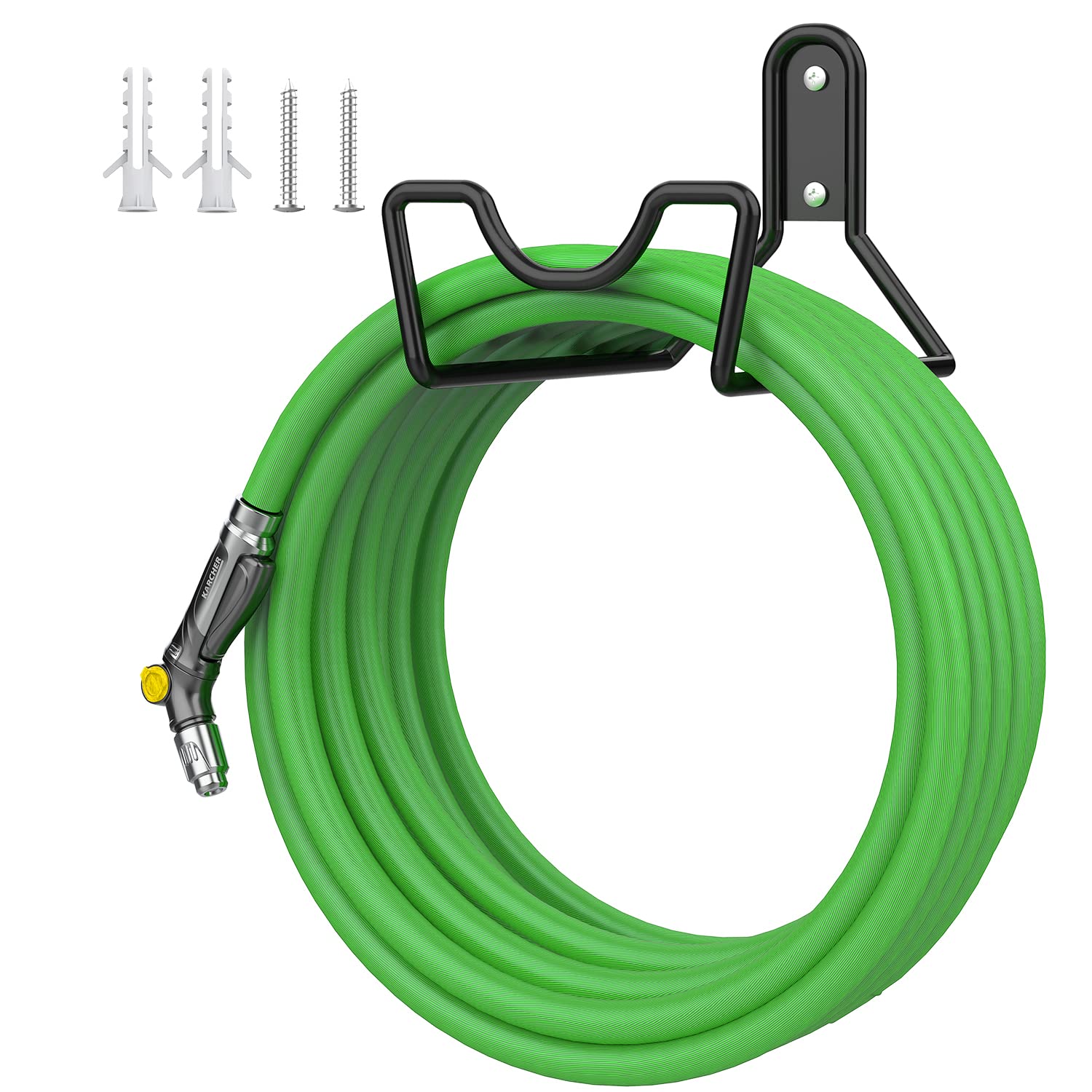 Mutool Garden Hose Holder Wall Mount, Heavy Duty Garden Hose Hook Outdoor for Wall Storage with Screws, Hosepipe Holder (Black) — image 1