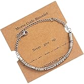 TESTRYE Morse Code Bracelets for Women Men,Silver Morse Code Bracelet with Adjustable Extender Chain,Inspirational Gifts Bracelets for Women Men Friends