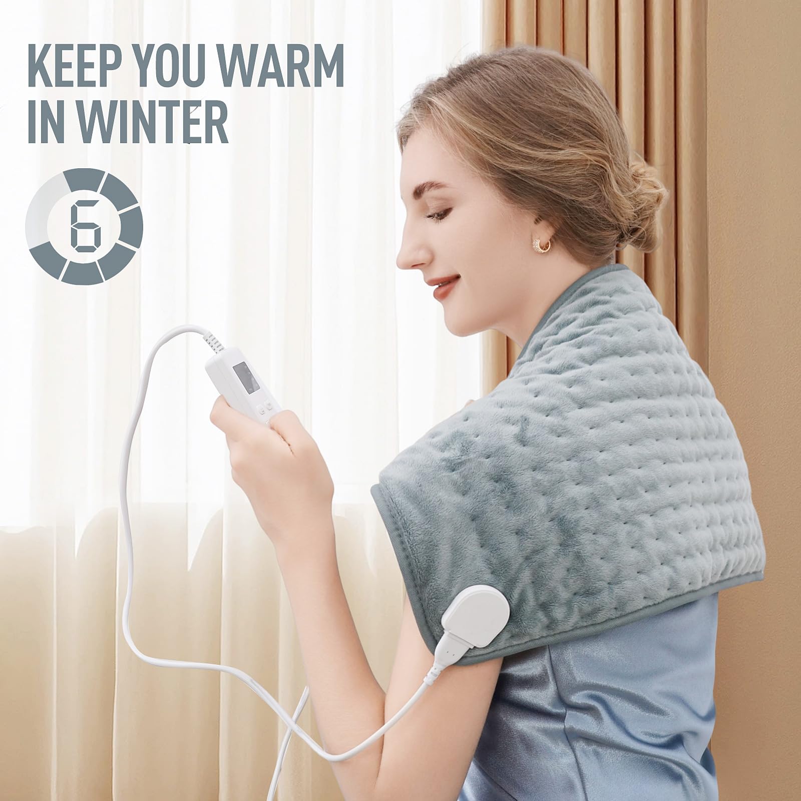 Heating Pad for Back Pain Relief & Cramps, KOT Heating Pads with Auto Shut Off Large, 6 Heat Settings Electric Heated Pad, Gifts for Women, Gifts for Men, 12