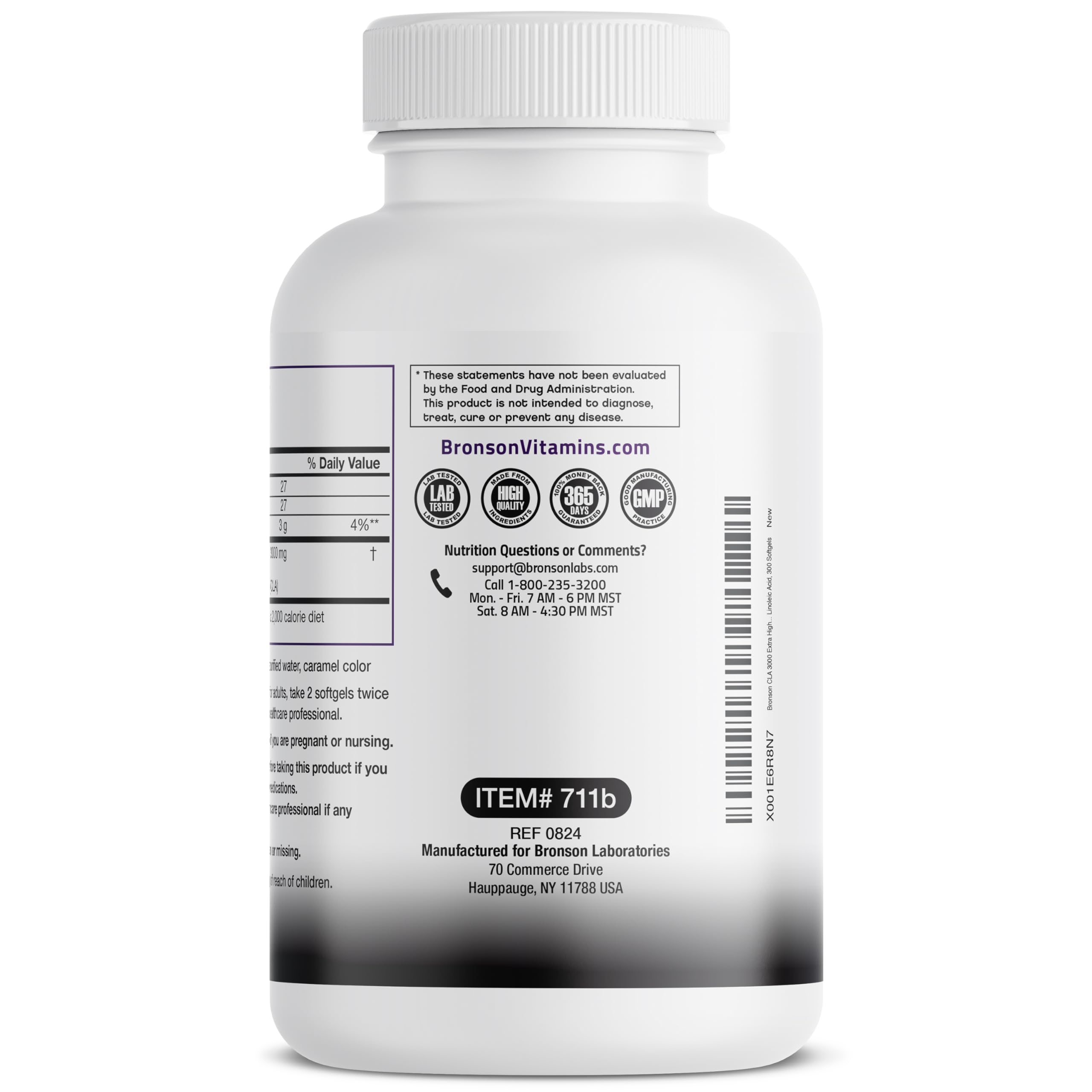Bronson CLA 3000 Extra High Potency Supports Healthy Weight Management Lean Muscle Mass Non-Stimulating Conjugated Linoleic Acid 300 Softgels