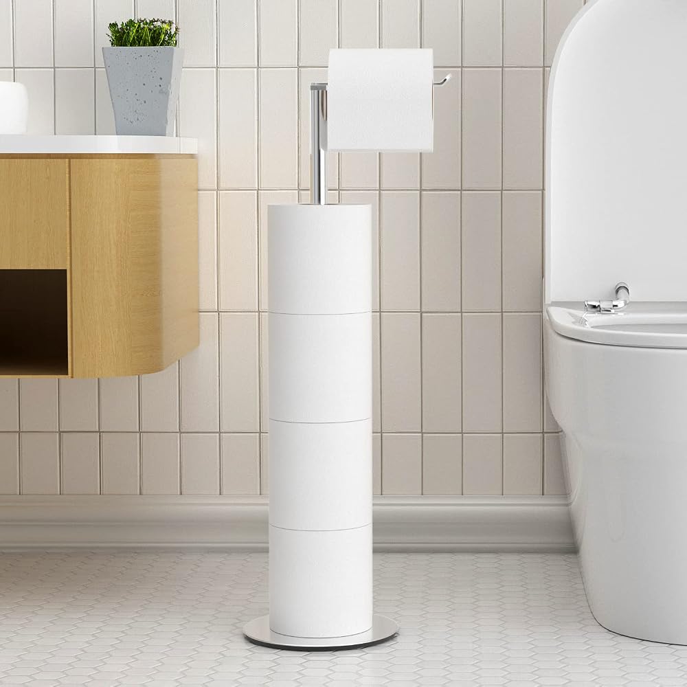 niffgaff Freestanding Toilet Roll Holder Stainless Steel Bathroom Stand