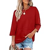 XIEERDUO 3/4 Length Sleeve Tops for Women Business Casual Blouses Slit Side Shirts Blouses Summer Fashion Clothes 2026