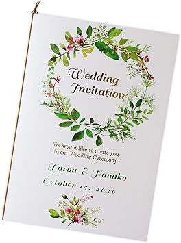 Amazon 結婚式 招待状 手作りキット ペーパーアイテム 名入れ ナチュラル リース 10枚 セット 返信はがき アレルギー表記あり 招待状 文房具 オフィス用品