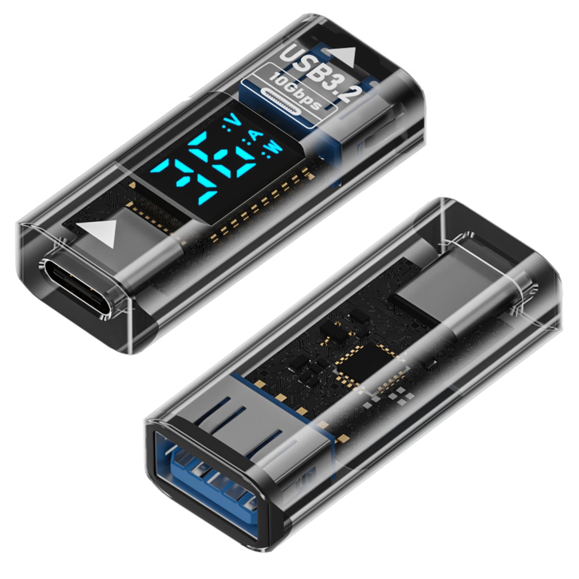 USB to USB C Converter Type C Expander with Digital LED Display,36W ...
