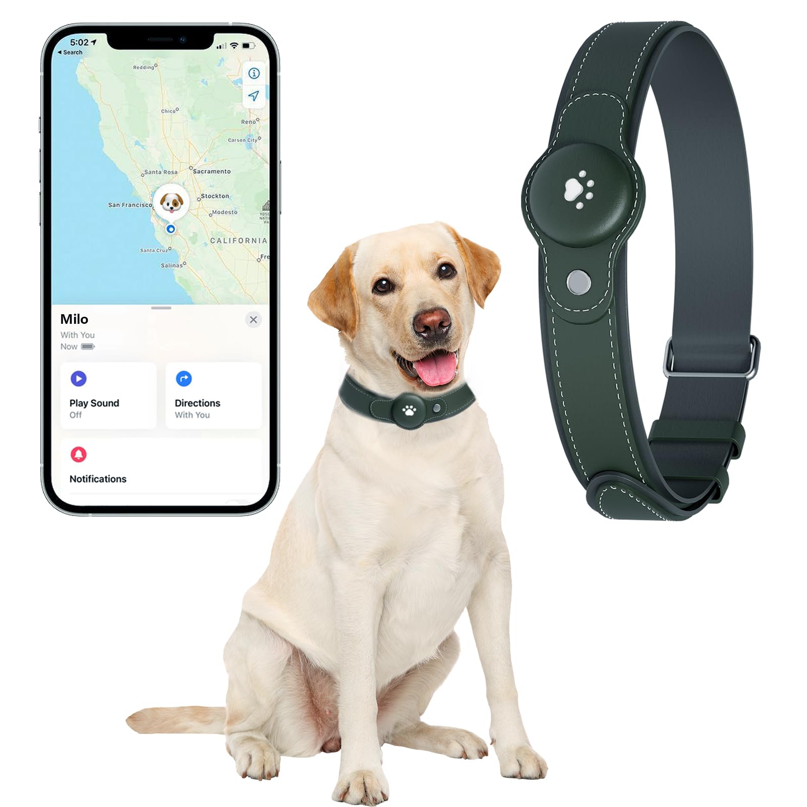 Photo 1 of 2-in-1 GPS Tracker for Dogs: Smart Pet Collar with Real-Time Tracking,No Monthly Fee/Subscription (iOS Only) Waterproof, Anti-Lost,365-Day Long Battery Life GPS Tracker Dog Collar(Tracker Included)