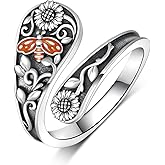 qielizhu Spoon Ring 925 Sterling Silver Bee Thumb Rings Vintage Spoon Jewelry Gifts for Women