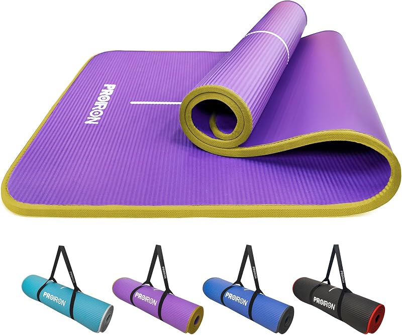 PROIRON Pilates & Yoga Mat Extra Thick 10mm Large 1830x660mm Purple Yellow