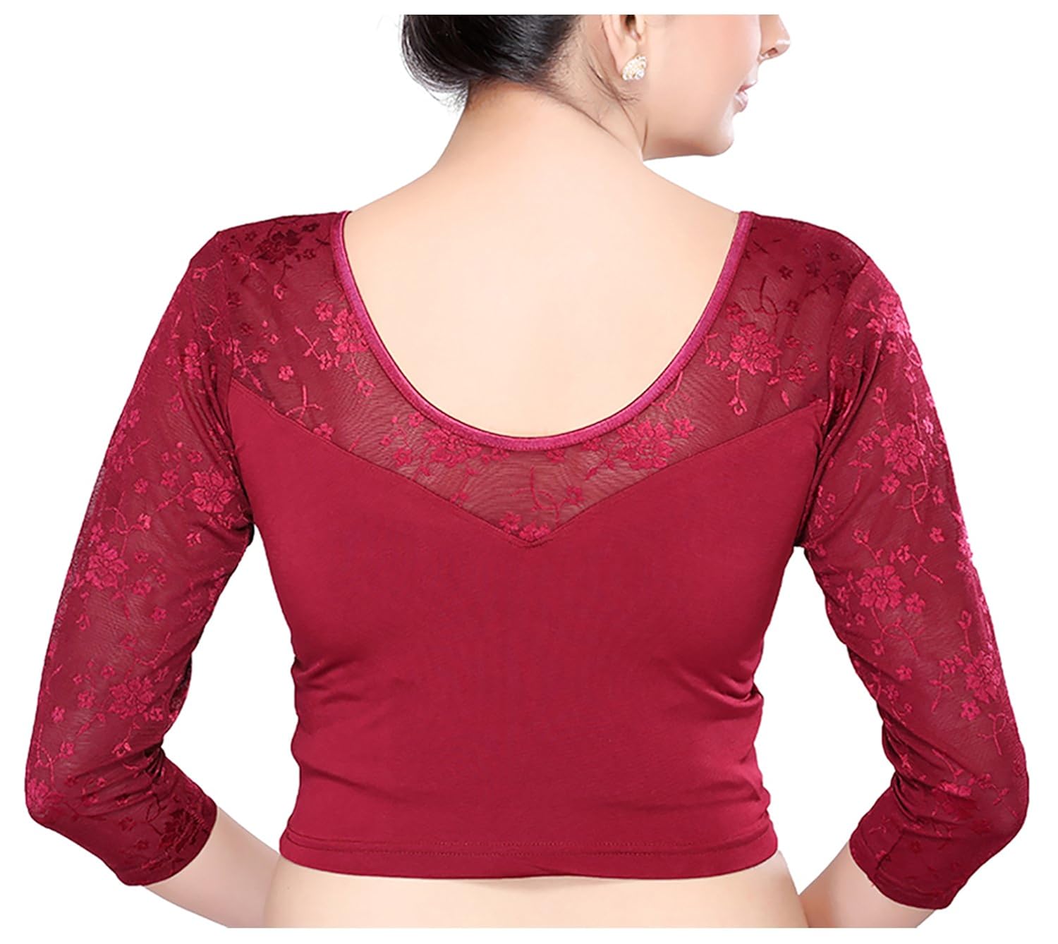 msm women's synthetic saree blouse (maroon)