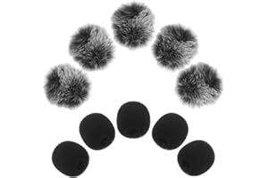 STAHAD 10pcs Mini Furry Microphone Windscreens Windproof Lapel Mic Covers for Indoor Outdoor Use Portable