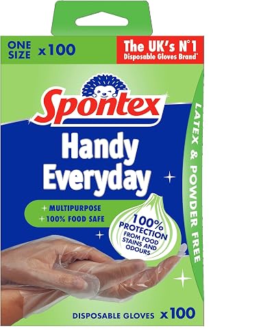 Spontex 100 Handy Multipurpose Disposable Gloves One Size Food Safe Latex Free