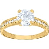 Jewels By Lux 10kt Yellow Gold Womens Cubic-Zirconia Anniversary Wedding Bridal Engagement Ring