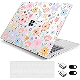 Loyrina Hard Case for 15-inch Microsoft Surface Laptop Copilot+ PC 2024 (7th Ed) Fashionable Lightweight Floral Design Clear Laptop Shell, with TPU Keyboard Cover & OTG Adapters, Colorful Flowers