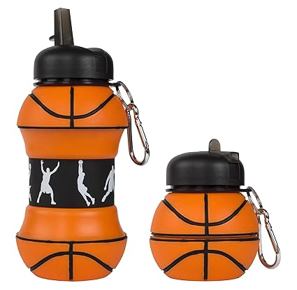 Fringoo Silikon Faltbare Trinkflasche für Kinder 500ml / 17oz mit Karabiner Clip Auslaufsicher BPA-frei Reise Sport Trinkflas