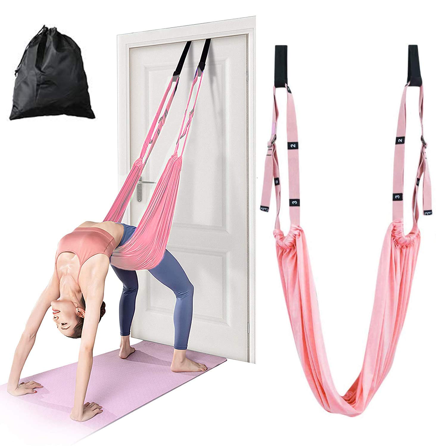 Waist Back Leg Stretch Strap/Yoga Fitness Band, Leg Stretching Assist Trainer, Yoga Stretcher, Back Bend Split Inversion Strap for Fitness, Dance, Ballet, Gymnastics (Pink)