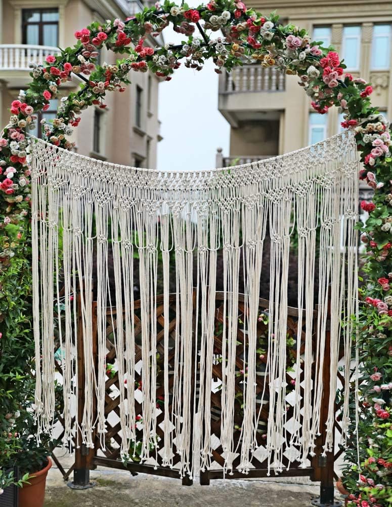 Pantaknot Large Macrame Boho Decor Wall Hanging Curtain Wedding Backdrop Arch Window Covering Headboard, 56" W x 50" L