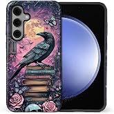 CARLOCA Case for Samsung Galaxy S25 FE,Gothic Purple Bookshelf Crow Design- Hybrid Dual Protection Soft TPU + Hard PC, Shockproof Anti-Scratch Cover Men Women Stylish Protective Phone Case
