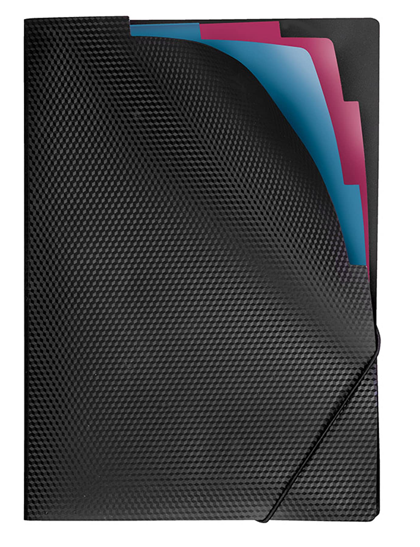 VELOFLEX Diamond 4442480 Index Folder DIN A4 Polypropylene 3 Compartments Coloured Dividers Black 1 Piece