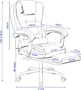 Blisswood Executive Office Chair with Footrest Ergonomic 360° Swivel Black view 3
