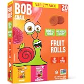 Bob Snail Fruit Roll Ups &ndash; 20 Fruits Snacks for Kids Mix Flavor, 7oz | Vegan | No Added Sugar | Healthy | Kosher | On-the-Go Pack | Mango and Raspberry