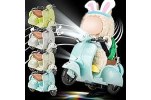 Abitoncc Mini Electric Doll Scooter for Toy, Could Rotate 360° Cute Plastic Scooter Toy Accessories, with Light and Music, Desktop Decor for Doll Collectors, Battery Not Included(Blue)