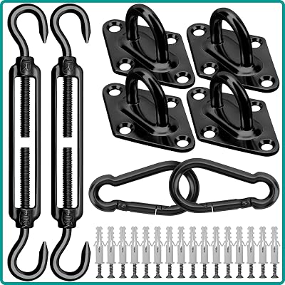 Morzejar 40pc Sun Shade Sail Fixing Kit 304 Stainless Steel M6 Black
