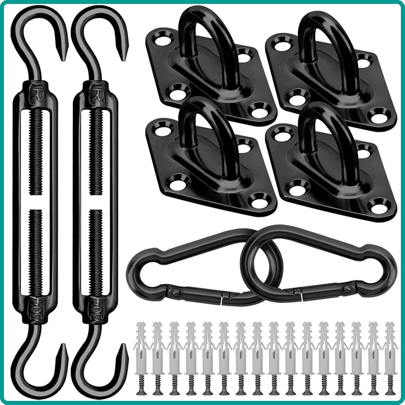 Morzejar 40pc Sun Shade Sail Fixing Kit 304 Stainless Steel M6 Black