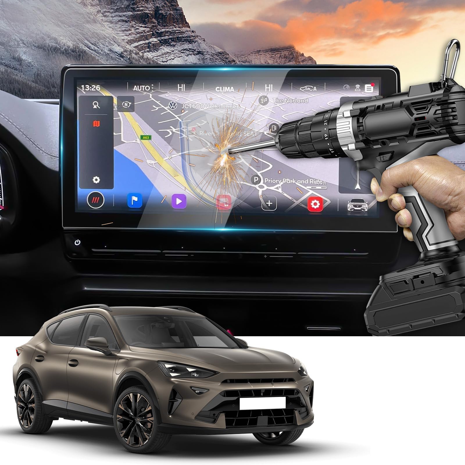 YEE PIN 12 Inch Cupra Formentor 2021 2022 2023 Sat Nav System Navigation Protective Film GPS Screen Protector Navi Film Tempered Glass Protection Car Accessories 9H Scratch Resistance