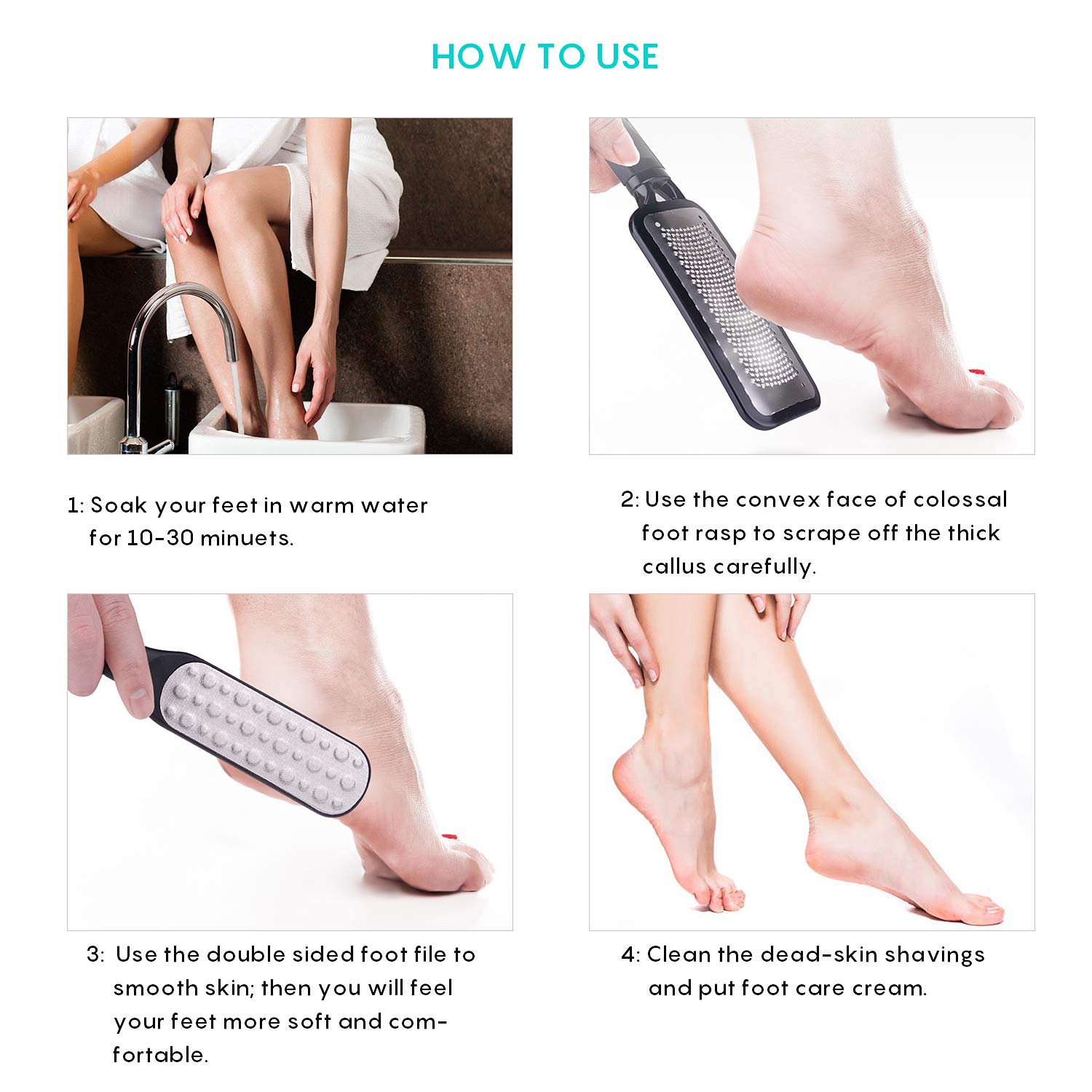 Foot Scrubber Pedicure Tools Rasp - 5 PCS KENED Foot File Callus Remover For Feet To Remove Hard Skin - 2 X Stainless Steel Black, 3 X Plastic White : Beauty
