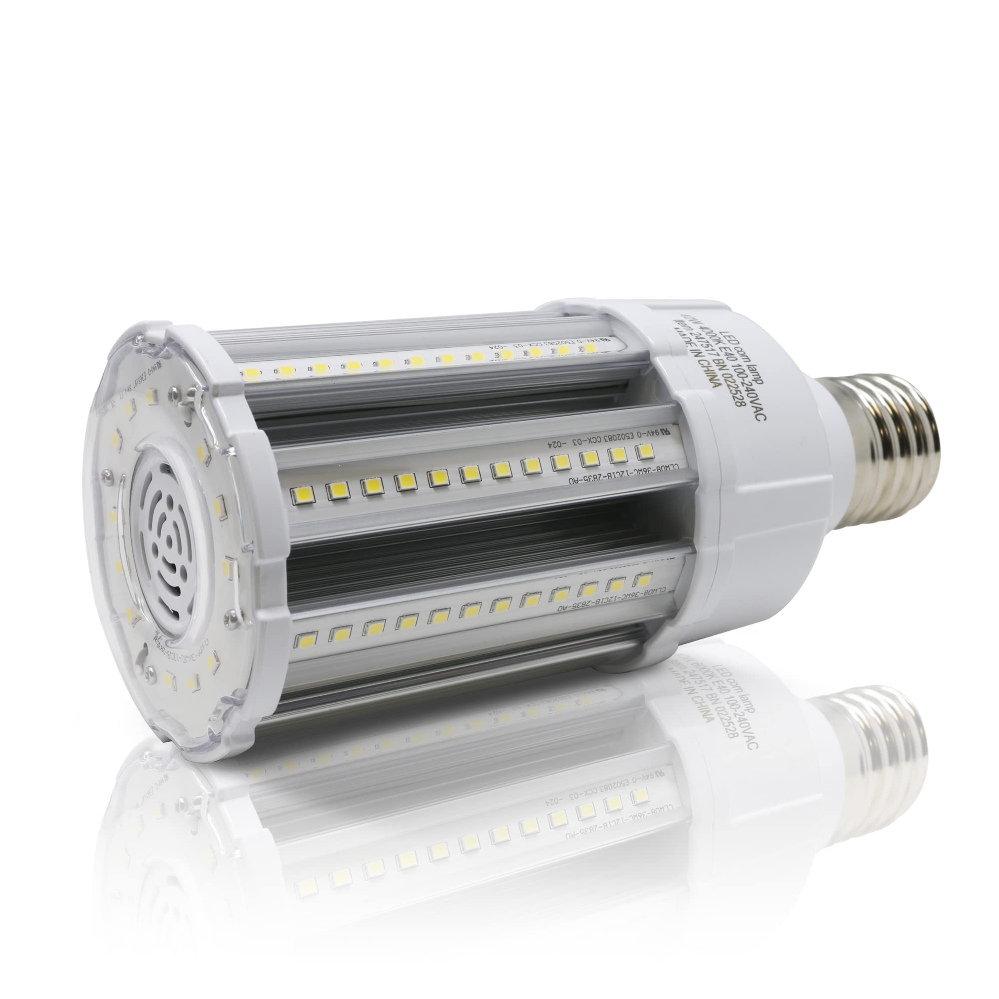 Bright Source LED Corn Light Bulb, E40, 40W, 5200lm, 360° Beam Angle, 4000K Cool White, Replaces Metal Halide/Son/HID/HPS for Large Spaces/Street/Parking/Garage/Warehouse & Factory