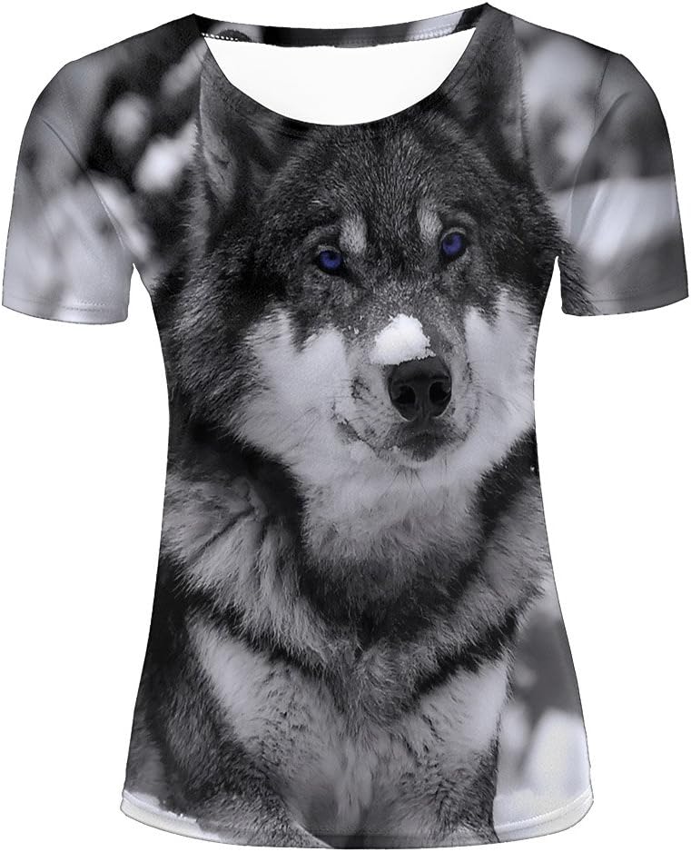 Survivcorner Fun Mens T-Shirts 3D Printed Graphic Funny Siberian Husky Short Sleeve Casual Tees