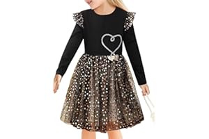 TAGYUM Toddler Girl Tulle Tutu Dresses Color-Changing Sequins Winter Long Sleeve Party Holiday Dress for Little Girls