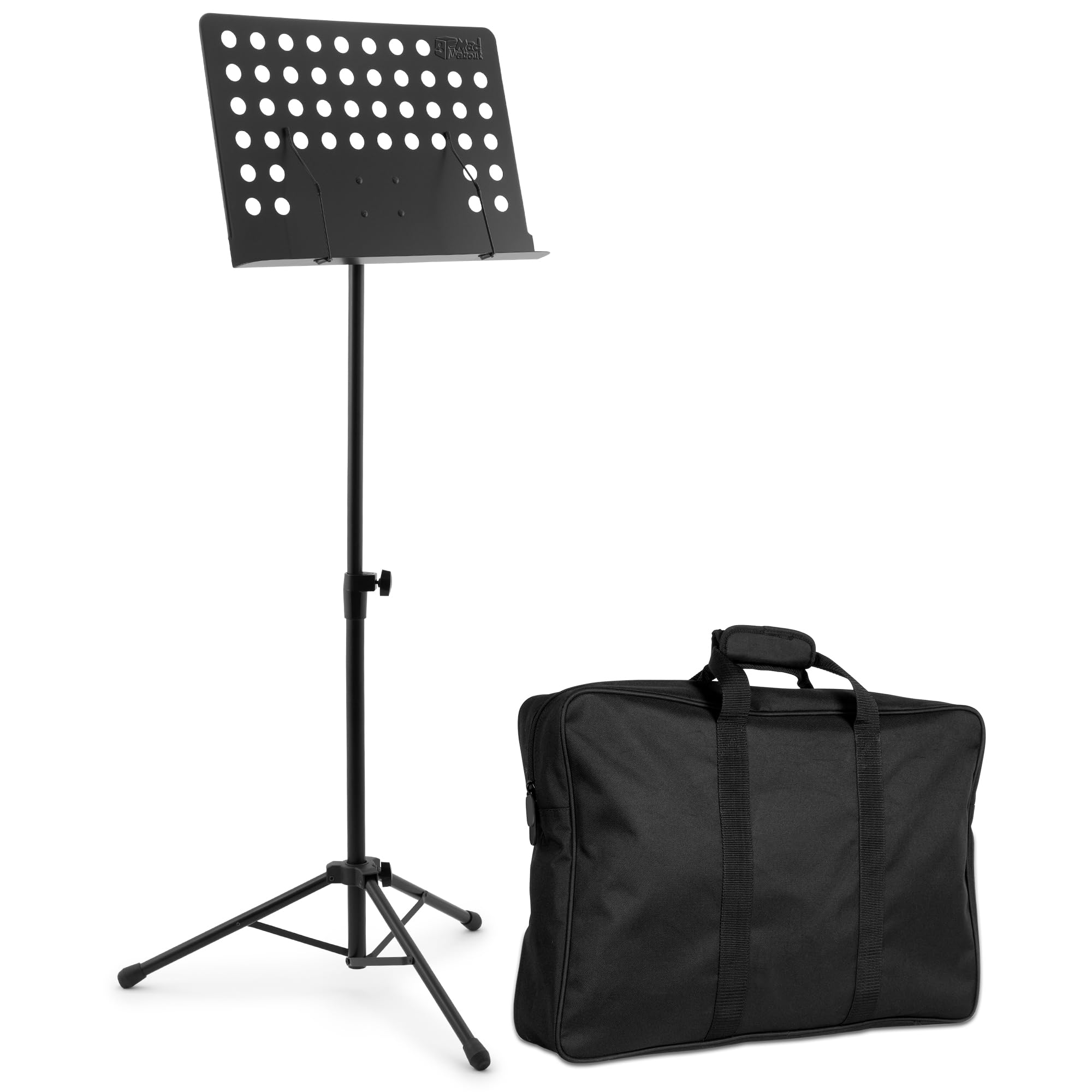 Mad About MUS27-BG Orchestra Music Stand with Integrated Page Holders and a Carry Bag Included – Black