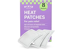 PIXIE CUP Pixie Period Cramps Menstrual Pain Relief Heat Patches - Lower Abdominal & Back Ache Therapy - Natural Alternative to Lidocaine ICY Hot - Up to 8 Hours - 3 Count Discreet Disposable Heat Pads