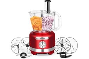 Homtone 16 Cup Food Processor, Food Processors for Shredding, Slicing, Doughing and Chopping, 6 Blades 8 Functions for Home U
