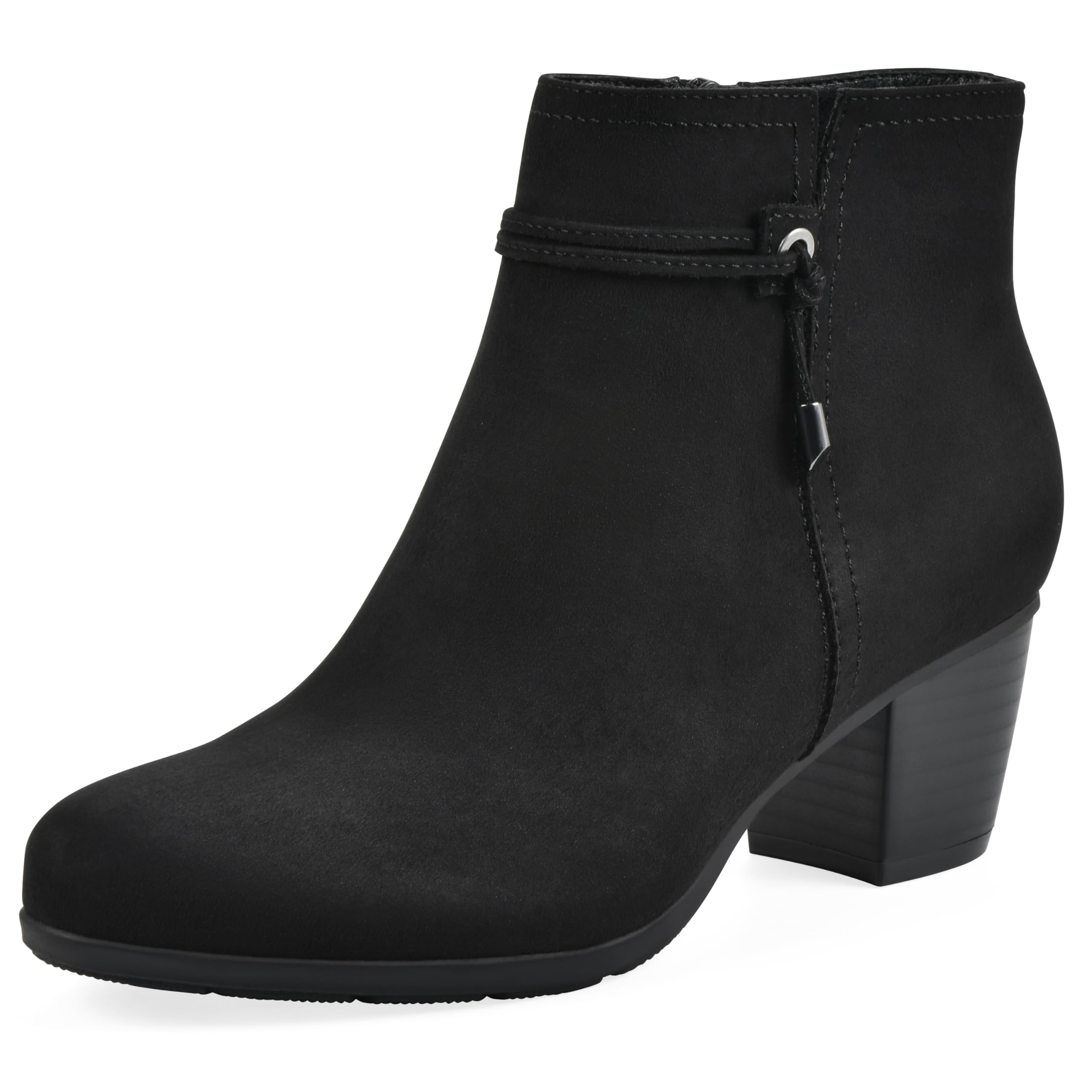 Cliffs by White Mountain Women’s Angelo Cushioned Block Heel Ankle Shootie Boot, Black/Fabric, 8.5 M