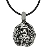 Jewelry Trends Pewter Celtic Trinity Knot Unity Pendant on 18 Inch Black Leather Cord Necklace
