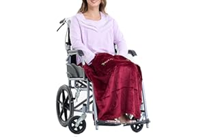 Keyocean Wheelchair Blanket, Comfortable Lightweight Warm Lap Blacket for Elderly, Bordeaux Red