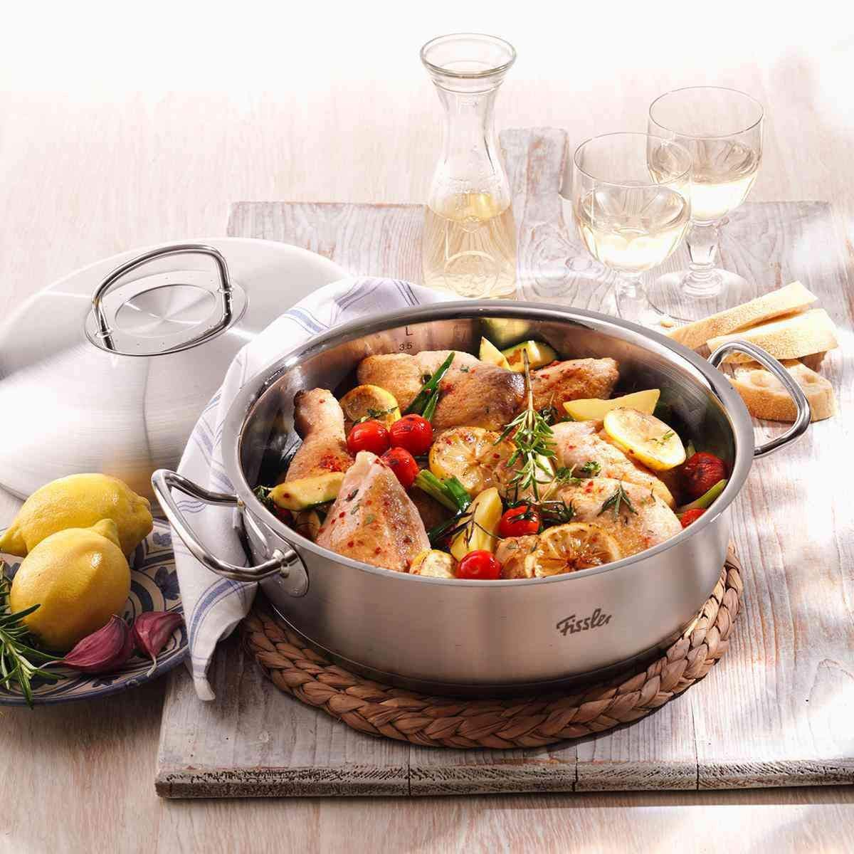 Fissler 084-373-24-000 Professional Collection Shallow Pan, 9.4 inches (24 cm), Stainless Steel, Gas Fire/Induction Compatible, Made in Germany