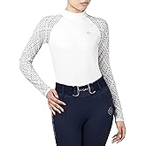 GemRebel Womens Lace Equestrian Show Shirt, Long Sleeve Breathable Horse Riding Top