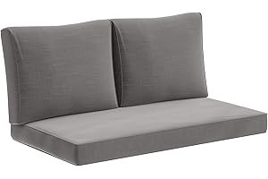 Outsunny 2 Seater Outdoor Seat Cushions with Backrest, Loveseat Double Sofa Outdoor Furniture Cushions, Fade-Resistant Replac