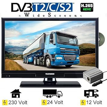 Telefunken T20X740MOBIL/24 LED Fernseher TV 20 Zoll 51 cm DVB/S/S2/T/T2/C, DVD, USB, 12V 24V 230V, Energieeffizienzklasse A+ 