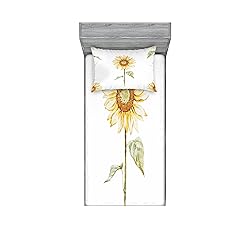 Ambesonne Sunflower Fitted Sheet & Pillow Sham