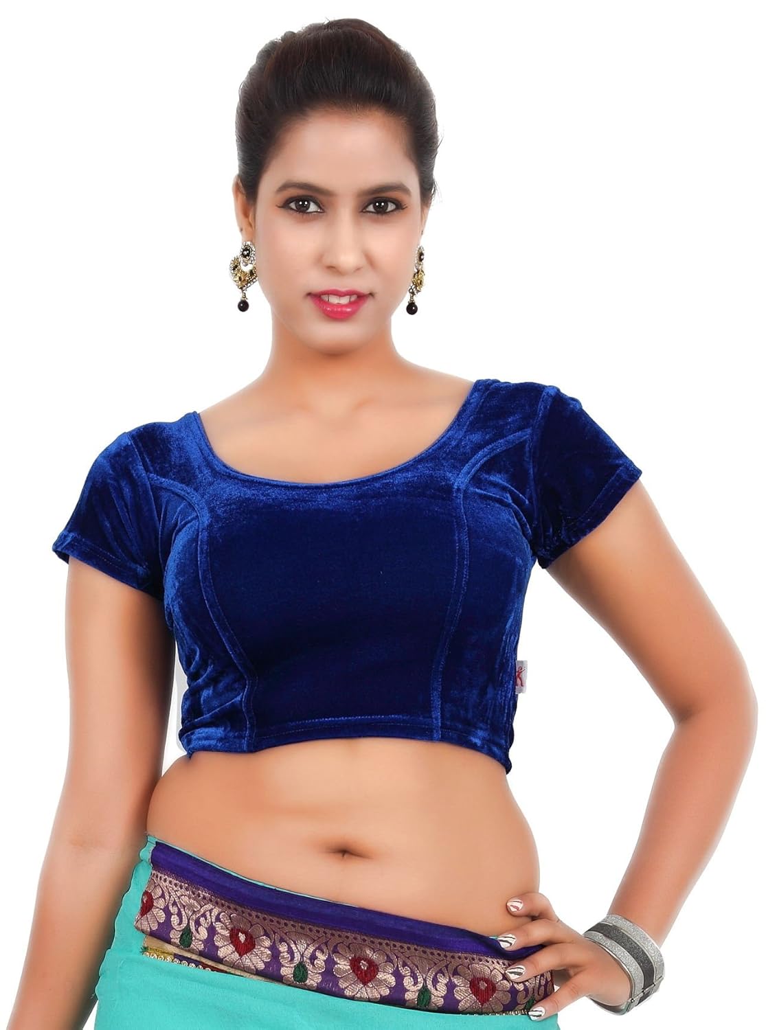 louis fashion velvet fabric women blouse (2074-bl-blue01)