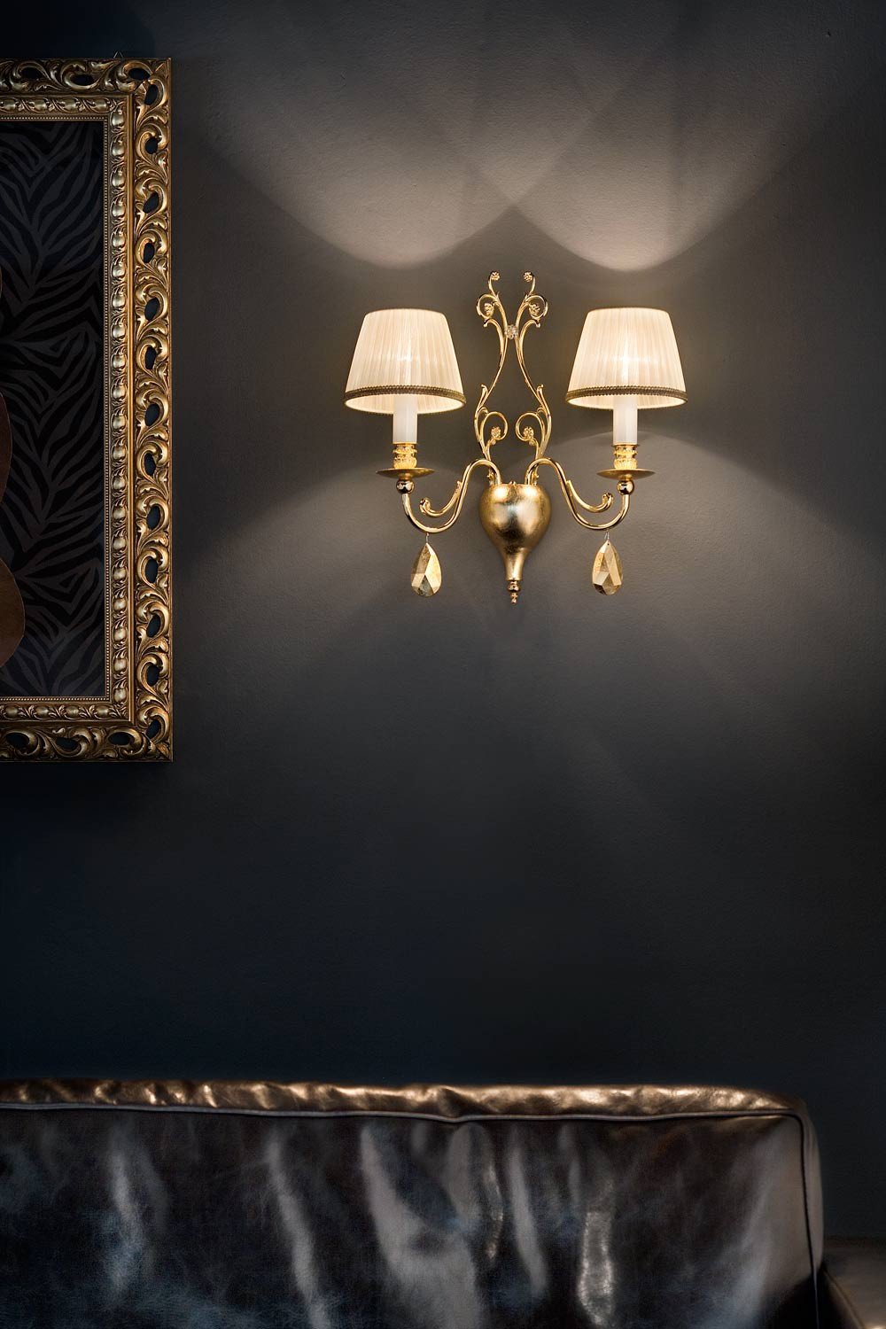 masiero lámpara de pared Belle epoke hojas oro de 24 quilates oro a mano, Made in Italy, soplado artesanalmente