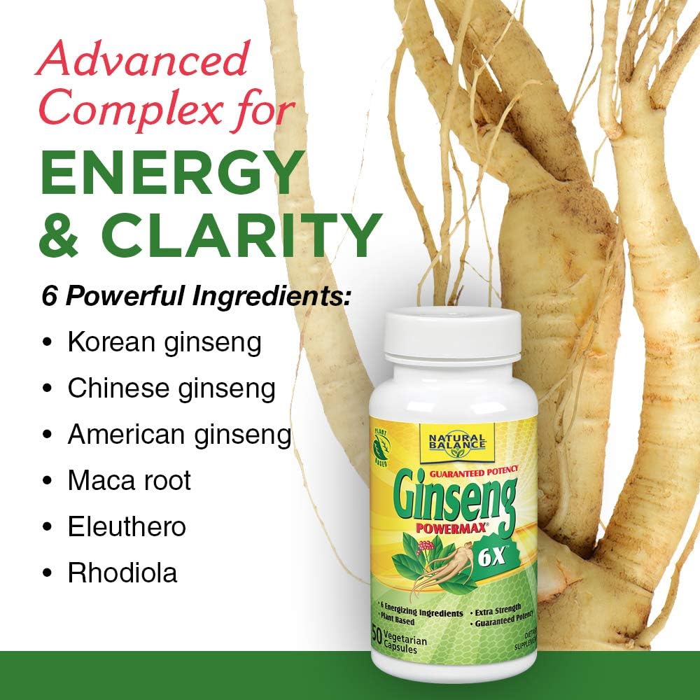 Natural Balance 2000 mg Ginseng Powermax 6x Herbal Supplement, 50 Count: Health & Personal Care