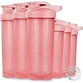 ShakerZoo-6 Pack-Protein Shaker Bottles for Protein Mixes, Shaker Cups for Protein Shakes, 3 pcs 24 ounce and 3 pcs 20 ounce (Pink)