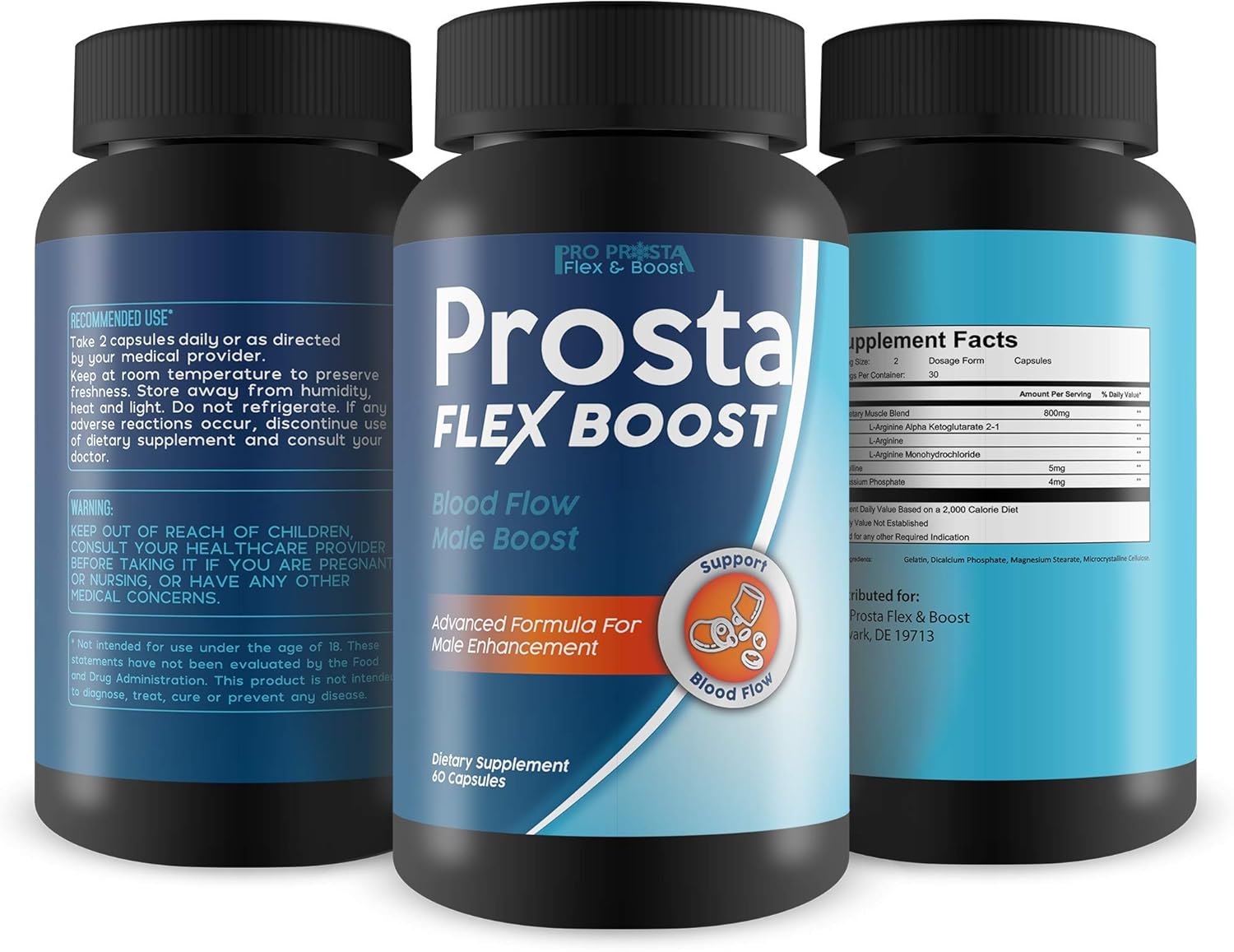 Prosta Flex Boost - Blood Flow Male Boost - Made with Our Purest Most Potent L-Arginine - Our Best Nitric Oxide Supplements for Men Blood Flow and Improved Nutrient Delivery: Health & Personal Care