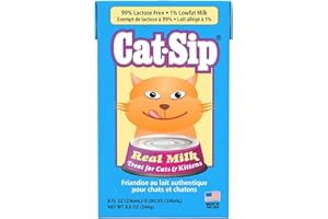 PETAG Pet-Ag Cat-Sip Real Milk Treat - 8 oz - Ready-to-Feed Snack for Cats & Kittens - Easy to Digest with 99% Lactose-Free, Low-Fat Grade A Milk - Encourages Hydration - Promotes Eye & Heart Health