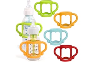 HUAKENER Silicone Baby Bottle Handles (4 Pack) - Easy Grip Holder for Dr. Brown Narrow Bottles - BPA Free